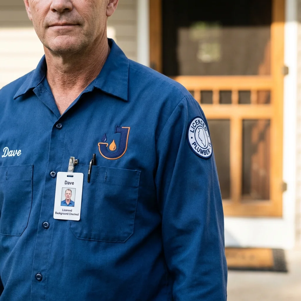 Licensed plumber showing ID badge in Chinle, AZ