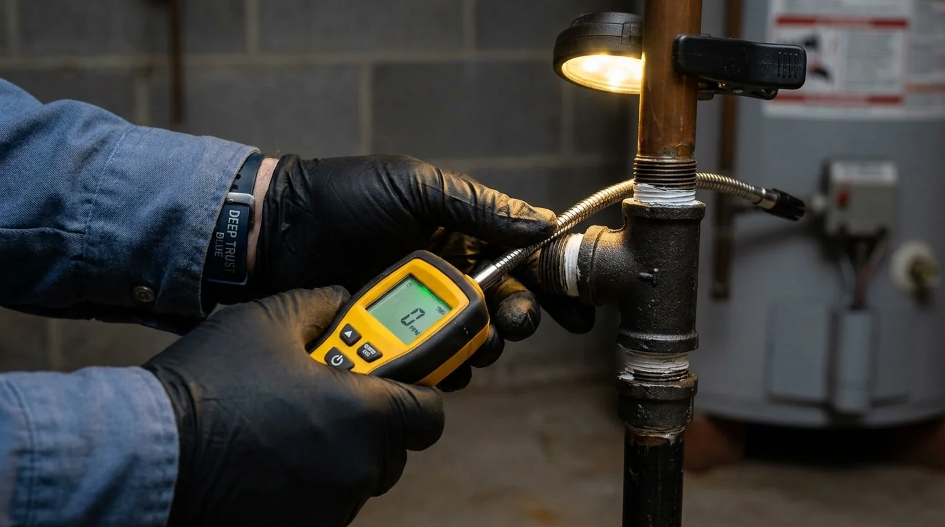 Gas leak detection with electronic sniffer by Johns Plumbing LLC in Chinle