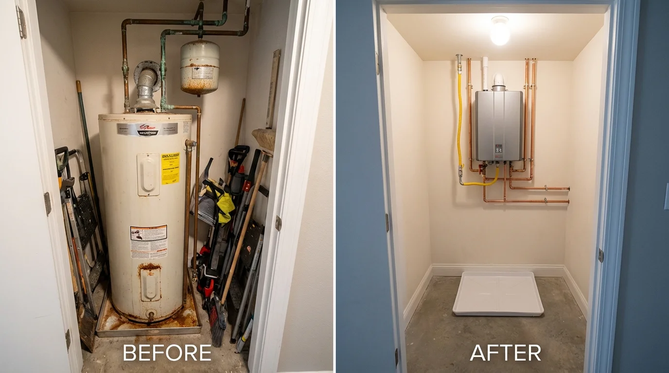 Tank water heater versus wall-mounted tankless unit comparison for Chinle, AZ homeowners