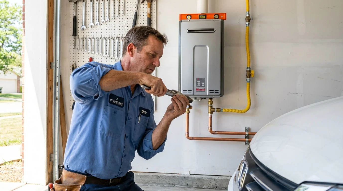 Tankless water heater installation by a Johns Plumbing LLC plumber in Chinle
